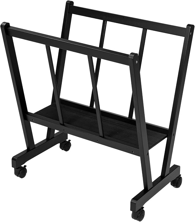MEEDEN Art Display Print Rack: Artist Storage Rack with Castors for Canvas Organizer - Beech Wood Large Drying Racks for Prints Artworks Panels Posters Stand Art Shows & Galleries - Black by MEEDEN