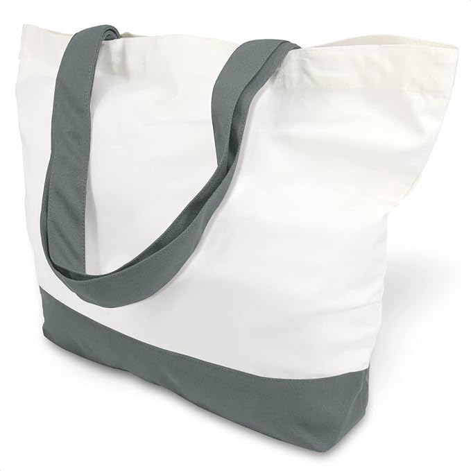 TOPDesign 1-Pack Super Strong Large 12oz Cotton Canvas Tote Bag, Reusable Grocery Shopping Cloth Bag, Fashionable Two-Tone Tote for Crafts, DIY Your Creative Designs by TOPDesign