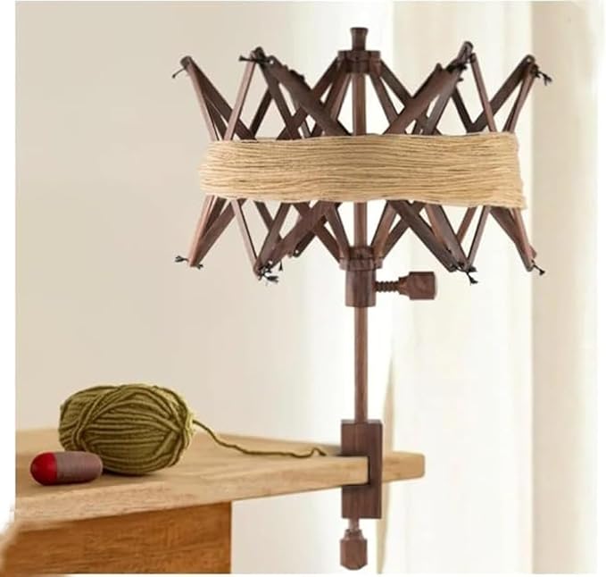 Wooden Yarn Ball Winder - Handcrafted Knitting & Crocheting Yarn Bobbin Winder - Knit Picks Umbrella Yarn Swift Tabletop Winder - Center Pull Wool String Holder Winding Machine (Brown, Umbrella Swift) - Image 5