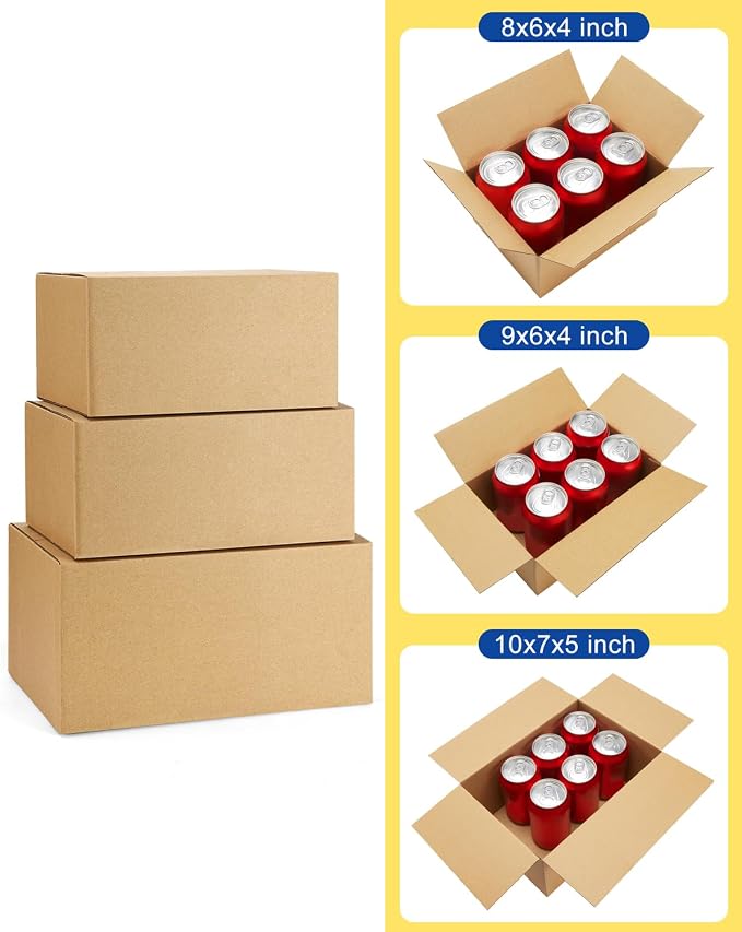 Assorted-Sizes-Shipping-Boxes-45-Pack: 8x6x4 & 9x6x4 & 10x7x5 Small-Shipping-Boxes-Mailers, Brown Corrugated-Cardboard-Boxes-for-Packing-Small-Business Mailing - Image 3