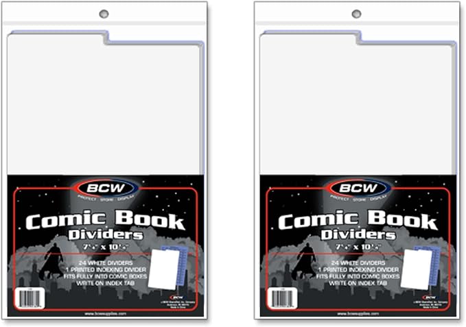 BCW Comic Dividers - 25 White + 1 Printed Index Divider | Archival Polyethylene Plastic | Organize Comics in Storage Boxes | Write-On Index Tab by BCW