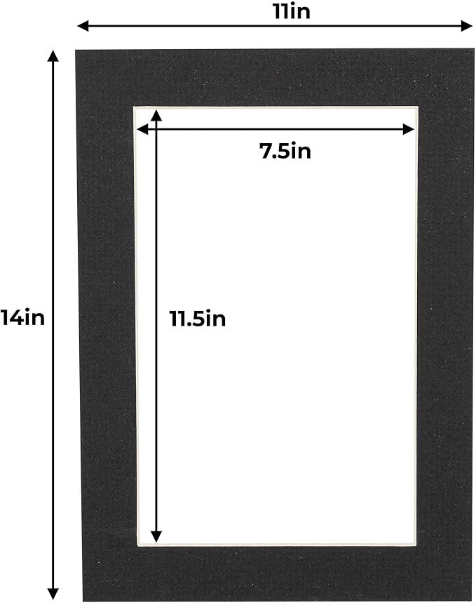 8x12 Mat for 11x14 Frame - Precut Mat Board Acid-Free Textured Black 8x12 Photo Matte For a 11x14 Picture Frame, Premium Matboard for Family Photos, Show Kits, Art, Picture Framing, Pack of 1 Mat - Image 4