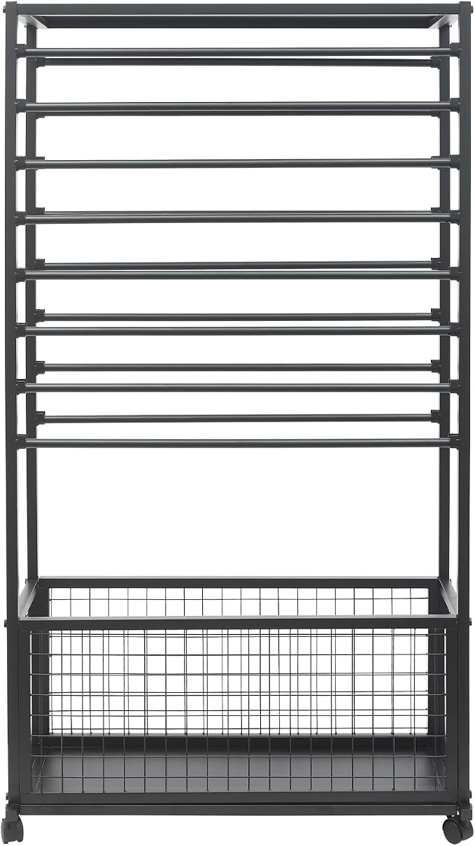 Ribbon Holder Organizer Rack, 16-Layer Ribbon Holder with Wheels | Double-Sided 16-Layer Ribbon Holder with Wheels, Wrapping Paper Ribbon Display Rack Storage Shelf for Craft Room - Image 7