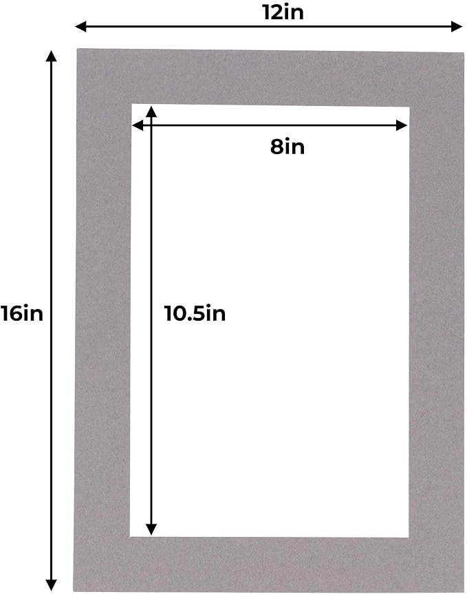 8.5x11 Mat for 12x16 Frame - Precut Mat Board Acid-Free Charcoal 8.5x11 Photo Matte For a 12x16 Picture Frame, Premium Matboard for Family Photos, Show Kits, Art, Picture Framing, Pack of 10 Mats - Image 4
