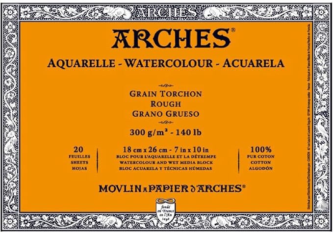 Arches Watercolor Paper Block, Rough, 7" x 10", 140 pound by ARCHES