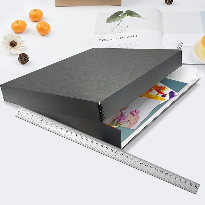 Lineco Museum Archival Storage Box, Drop Front, 20.75x24.75x3 in, Gray | Acid-Free with Metal Edge, Preserves Picture Longevity, Organize Photos, Newspapers, Prints, Documents, Crafts, DIY - Image 3