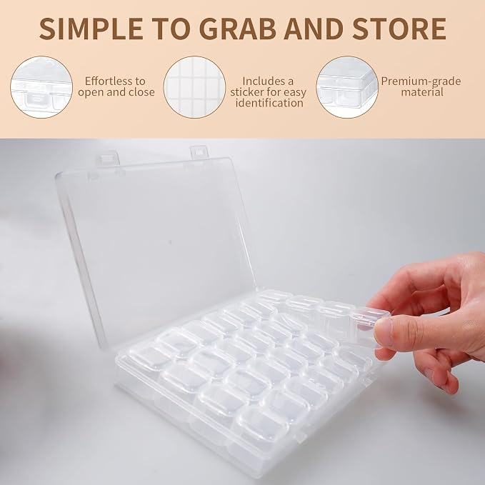 26 Pack 728 Slots Diamond Painting Storage Containers Bulk,Bead Organizer Box with 768 Labels Stickers for Art and Craft Supplies, Diamond Painting Accessories - Image 3