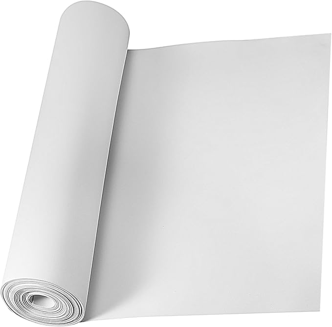 Pushglossy EVA Foam Roll 2mm Thickness Foams Sheets 23.6" x 393.7" Metallic Foam Boards Roll for Crafts, Cosplay Costume, DIY Projects(White) by Pushglossy