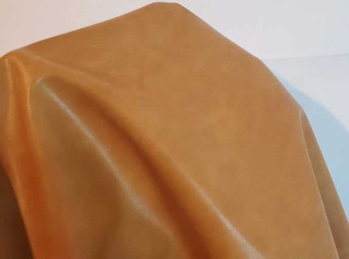 Caramel Light Tan Soft Faux Vegan PU Leather Sheet Fabric by the Yard Synthetic Pleather 0.9 mm Nappa 4 Yards (52 inch x 144 inch) Soft Upholstery (Caramel, 4 Yard (144"x54") - Image 4