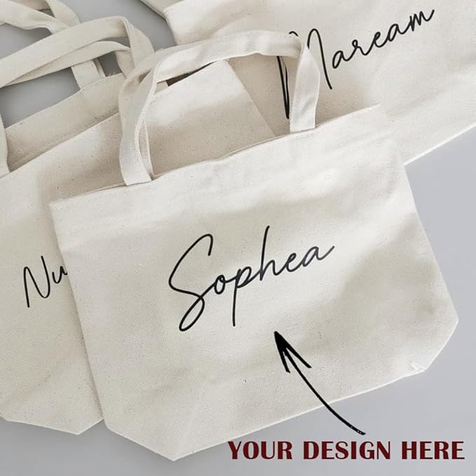 10×8×3 Inch - Small Canvas Tote Bags for Kids Mini Gift Bulk for Painting DIY Arts & Crafts Thick Fabric Bland Bags - Image 6