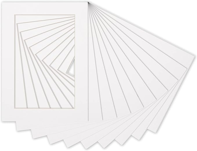 8x10 Mat for 12x16 Frame - Precut Mat Board Acid-Free White 8x10 Photo Matte Made to Fit a 12x16 Picture Frame, Premium Matboard for Family Photos, Show Kits, Art, Picture Framing, Pack of 100 Mats by PosterPalooza