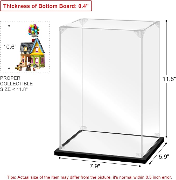 Acrylic Display Case for Collectibles Assemble Acrylic Display Box for Lego 43217 Building Kits Clear Acrylic Case for Display Trophy Action Figures Toys(Black,7.9*5.9*11.8 inch) - Image 2