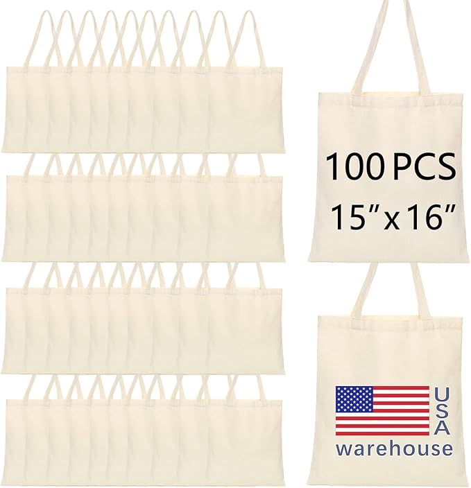 OKBA Sublimation Tote Bags, Canvas Bags Bulk Blank Tote Bags, Reusable Shopping Bags for Decorating DIY Crafting by OKBA