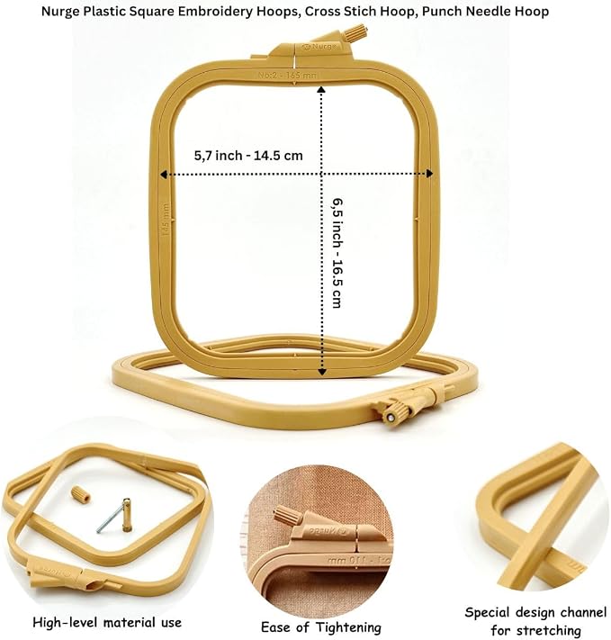 Nurge Adjustable Embroidery Table Stand and Embroidery Hoop Small-Medium , Cross Stitch Hoop Stand, Embroidery Hoop Holder. Hand Polished Natural Wood (Stand + No:2-3) - Image 3