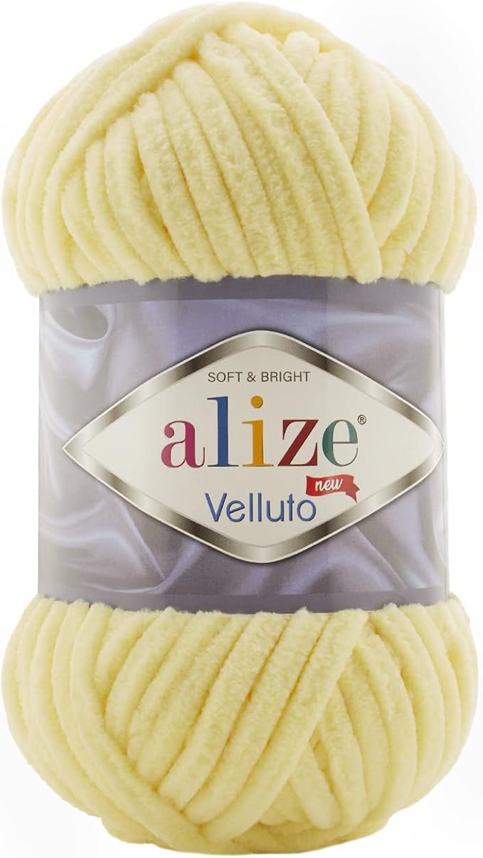 Alize Velluto Baby Blanket Yarn 100% Micropolyester 340m 500g Yarn Weight: Super Bulky (Pale Yellow 13) by Alize