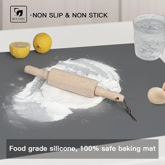 2MM Thick Silicone Countertop Mat, 35.4"x 23.6" Silicone Mats for Kitchen Counter, Nonslip Heat Resistant Mat, Large Kitchen Counter Mats, Waterproof Countertop Protector(Black) - Image 5