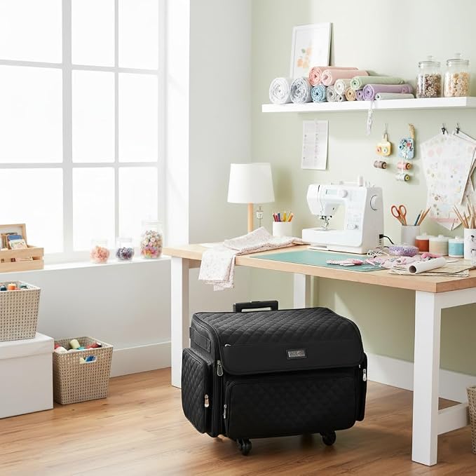 Everything Mary 4 Wheels Collapsible Deluxe Sewing Machine Storage Case - Rolling Trolley Carrying Bag for Brother, Singer - Image 8