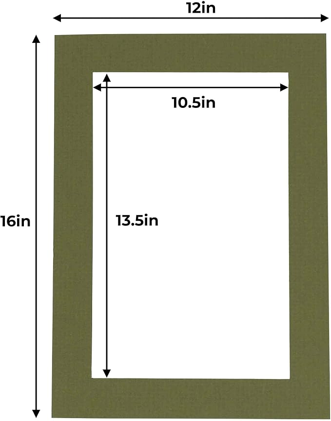 11x14 Mat for 12x16 Frame - Precut Mat Board Acid-Free Dill Green 11x14 Photo Matte For a 12x16 Picture Frame, Premium Matboard for Family Photos, Show Kits, Art, Picture Framing, Pack of 25 Mats - Image 4