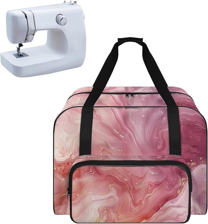 Pink Marble Sewing Machine Carrying Case Sewing Machine Cover Dust Cover for Sewing Accessories Scissors Crochet Hooks Portable Washable Home Decoration Sewing Case by Unknown