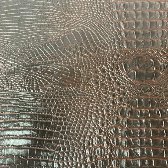 Dark Brown Amazon 3D Embossed Gator Faux Leather Vinyl Fabric - Sold by The Yard - 56" by Unknown
