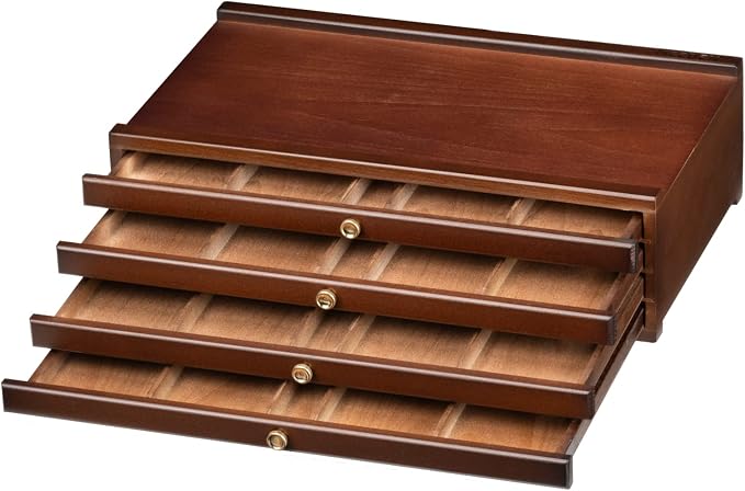 MEEDEN 4-Drawer Art Supply Storage Box - Large Capacity Multi-Function Beech-Wood Pencil Box with Drawer & Compartments for Organizing Pastels, Pencils, Pens, Markers, Brushes & Stamp, Walnut by MEEDEN