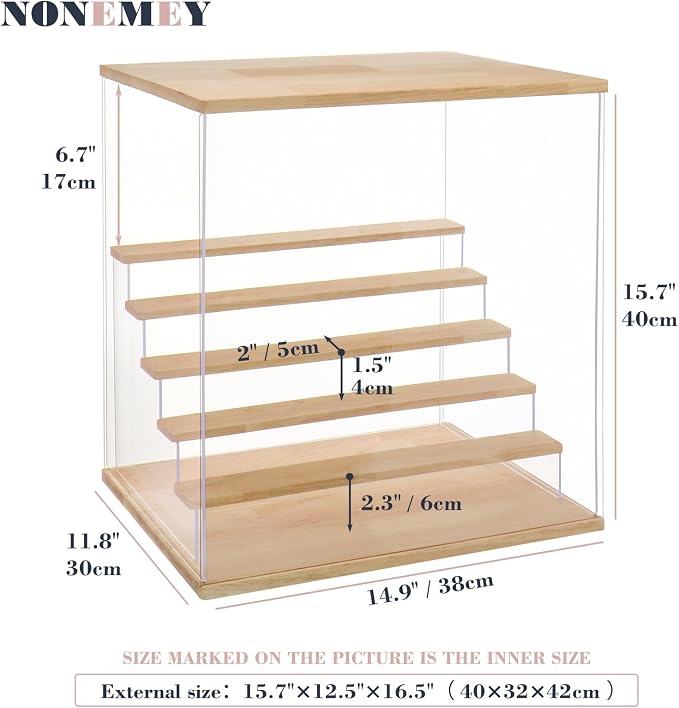 NONEMEY Acrylic Display Case with Light, Upgraded 3 Color Light & Adjustable Brightness Showcase ,6 Tier Dustproof Clear Toy Organizer Box for Action Figures, Collectibles, 15.7x12.5x16.5 in - Image 6
