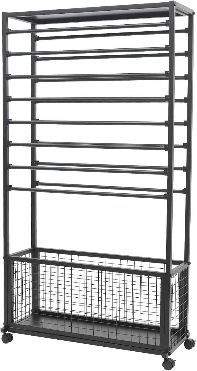 Ribbon Holder Organizer Rack, 16-Layer Ribbon Holder with Wheels | Double-Sided 16-Layer Ribbon Holder with Wheels, Wrapping Paper Ribbon Display Rack Storage Shelf for Craft Room - Image 9