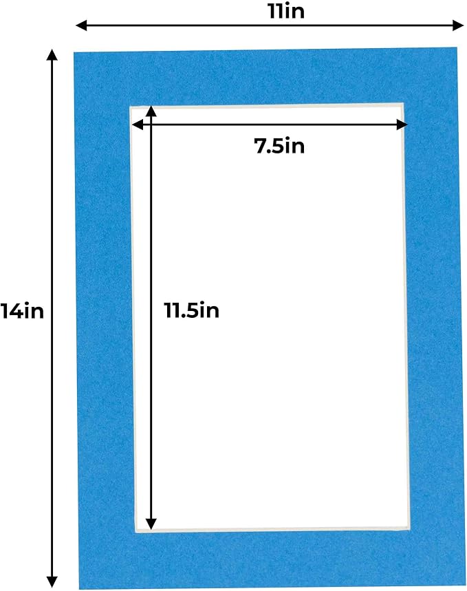 8x12 Mat for 11x14 Frame - Precut Mat Board Acid-Free Show Kit with Backing Board, and Clear Bags Bay Blue 8x12 Photo Matte Made to Fit a 11x14 Picture Frame Matboard for Framing, Pack of 25 Mats - Image 4