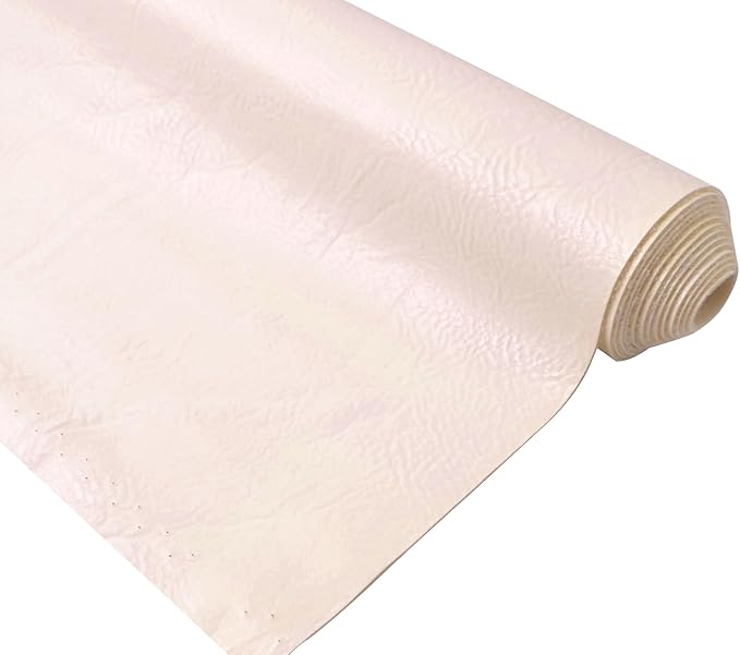 1 Yards 54" x 36" Distressed Bark Texture Soft Faux Leather Fabric Cream Fake Leather Fabric Upholstery Vinyl for Sofa Chairs Car Seats Crafts by Bobeey