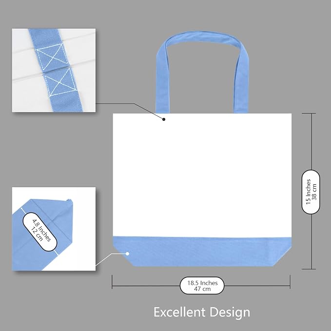 TOPDesign 1-Pack Super Strong Large 12oz Cotton Canvas Tote Bag, Reusable Grocery Shopping Cloth Bag, Fashionable Two-Tone Tote for Crafts, DIY Your Creative Designs - Image 4