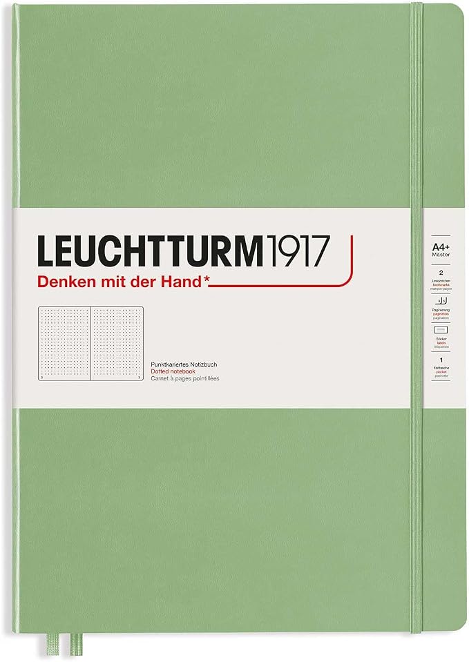 LEUCHTTURM1917 - Notebook Hardcover Master Slim A4+ - 123 Numbered Pages for Writing and Journaling (Sage, Dotted) - Image 4