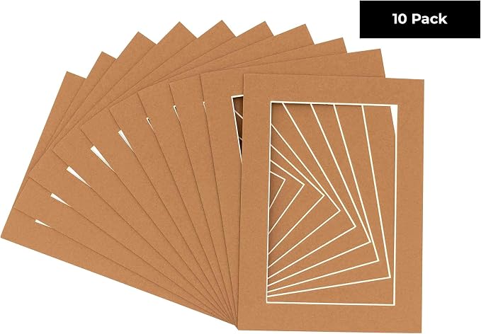 11x14 Mat for 12x18 Frame - Precut Mat Board Acid-Free Show Kit with Backing Board, and Clear Bags Brown 11x14 Photo Matte Made to Fit a 12x18 Picture Frame Matboard for Framing, Pack of 10 Mats - Image 3