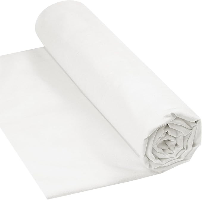 100% Cotton Muslin Fabric, 59" x 2 Yards White Cotton Fabric by The Yard | Light Weight, Soft & Breathable, Easy Care, Bleached Muslin Linen Fabric for Sewing Embroidery , DIY Crafts, Apparel Cloth by HOTGODEN