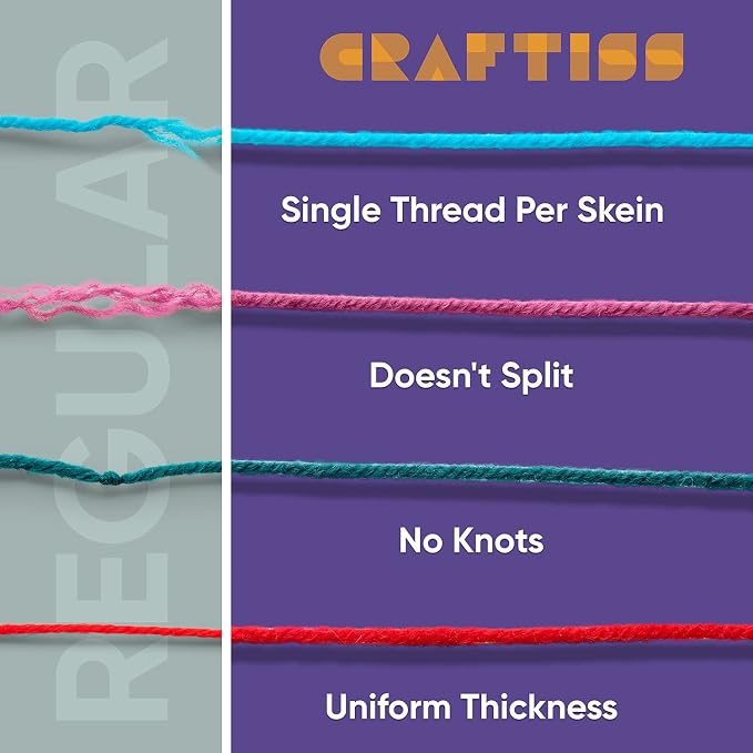 CRAFTISS 16 of 20g/0.7Oz Acrylic Yarn Mini Skeins - 700 Yards of Soft Yarn for Crocheting and Knitting Craft Project, Assorted Starter Crochet Bulk Kit for Adults and Kids - Image 3
