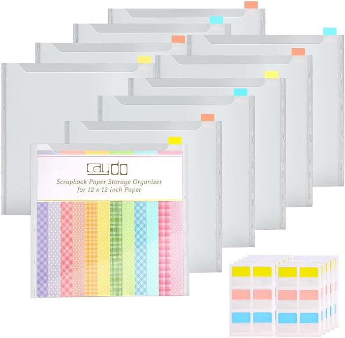 Caydo 36PCS Scrapbook Paper Storage Organizer for 12 x 12 Paper | Paper Storage with 100PCS Sticky Index Tabs Holds Scrapbooking, Cardstock, Vinyl Paper by Caydo