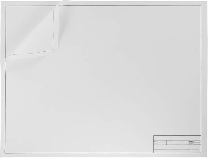 Pacific Arc Drafting Vellum Sheets, 10-Sheets 18 x 24 inches Paper Rag Vellum with Border and Title Block by PacificArc