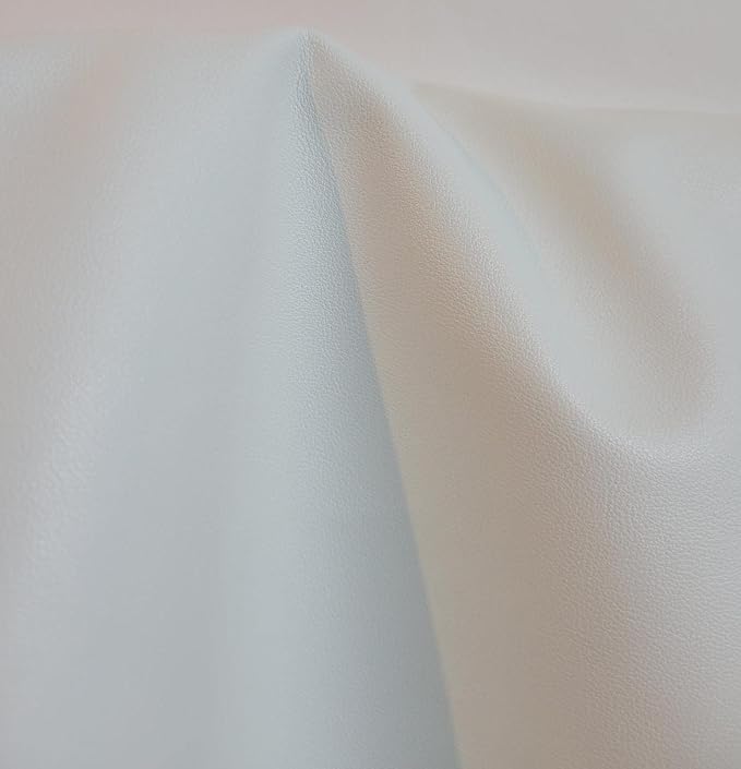 NAT Leathers White Soft Faux Leather Fabric Sheet PU (Peta Approved Vegan) Sold by the Yard Synthetic Pleather 0.9 mm Nappa Soft Smooth Upholstery (White, BY THE Yard) by NATLeathers