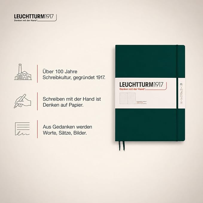 LEUCHTTURM1917 - Notebook Hardcover Master Slim A4+ - 123 Numbered Pages for Writing and Journaling (Forest Green, Dotted) - Image 10