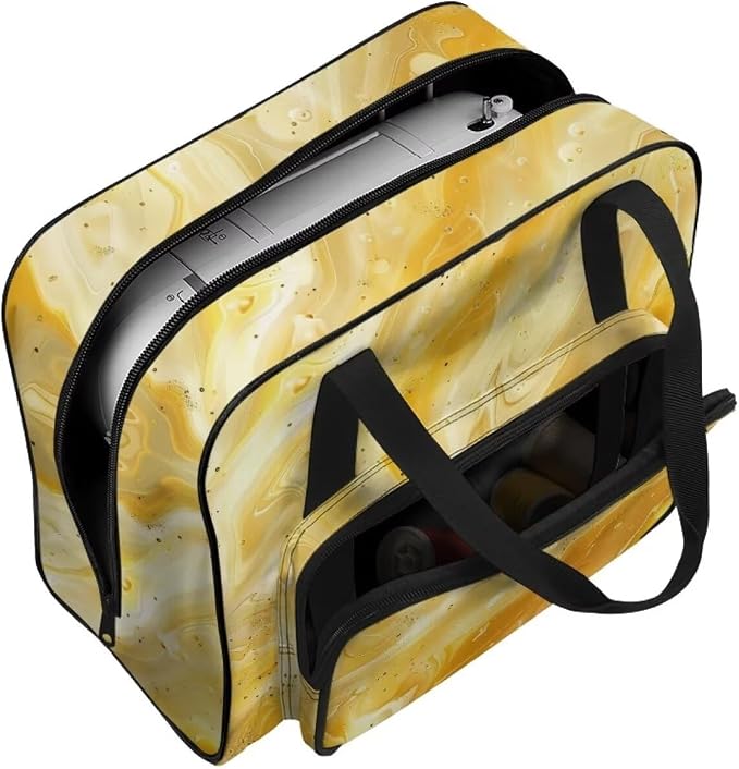 Yellow Marble Sewing Machine Carrying Case Cover Dust Cover with Convenient Pockets for Sewing Accessories Scissors Crochet Hooks - Image 6