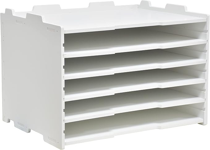 YFS White Horizontal Paper Storage Tray, Multi-Layer Desk Document Holder, 18 1/8" × 13 3/16" × 12 9/16" Large Capacity Mail Organizer for Office School Home（5 Tier-Horizontal） by wen-liz-US
