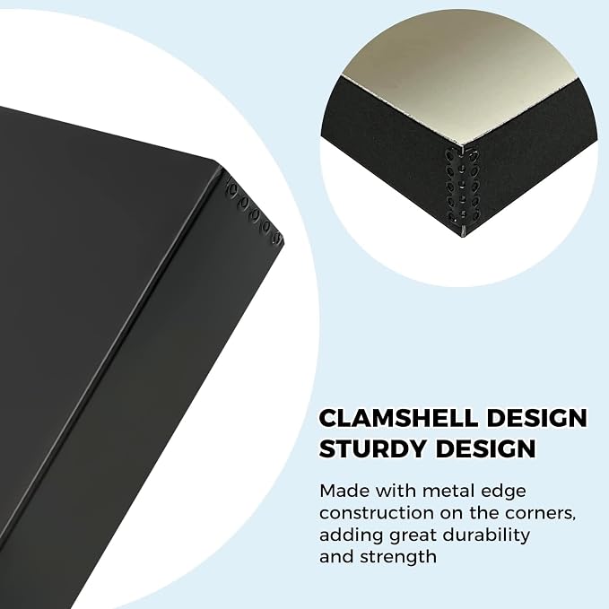 Golden State Art, Clamshell Archival Storage Box 11x14, Black, Pack of 2 | Acid-Free Photo Box with Metal Edge Corner, Preserve And Store Paper Documents Cards Prints Arts and Crafts DIY Projects - Image 4