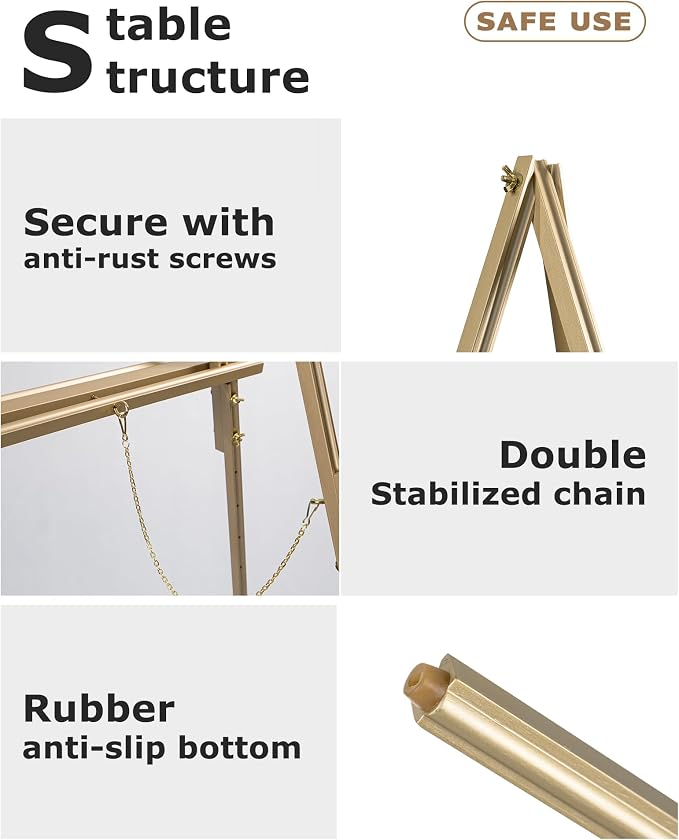 DJAR 3 Pcs 63" Adjustable Wooden Display Easel Stand for Sign | Dual-Use Design, Natural Pine Wood, Ideal for Wedding, Welcome Boards, Pictures, Photos, Posters - Image 3
