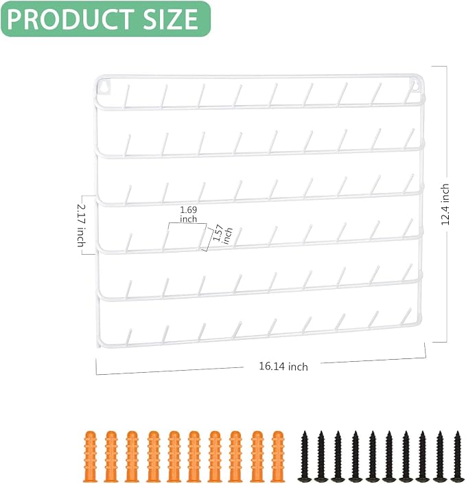 HAITARL 4 Set of 54-Spool Sewing Thread Holder, Wall-Mounted Metal Rack, White | Metal Sewing Thread Rack for Organizing Spools, Jewelry, Key Chains, Decoration the Room - Image 2