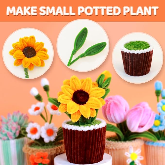 GAGANIU 1200pcs Pipe Cleaners, 24 Colors Chenille Stems with Flower Manual | 12inch x 6mm Limpia Pipas for Arts and Crafts, Holiday Home DIY Decorations Handmade Bouquets - Image 7