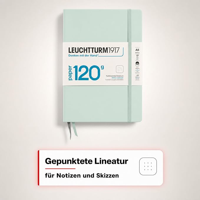 LEUCHTTURM1917 - 120G Special Edition - Medium A5 Dotted Hardcover Notebook (Mint) - 203 Numbered Pages with 120gsm Paper - Image 6