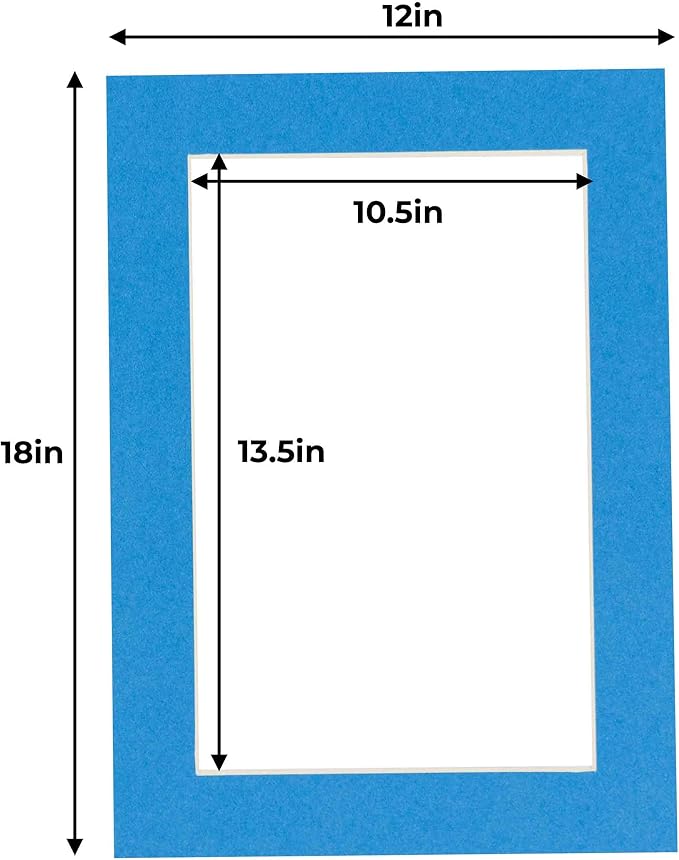11x14 Mat for 12x18 Frame - Precut Mat Board Acid-Free Show Kit with Backing Board, and Clear Bags Bay Blue 11x14 Photo Matte Made to Fit a 12x18 Picture Frame Matboard for Framing, Pack of 25 Mats - Image 4