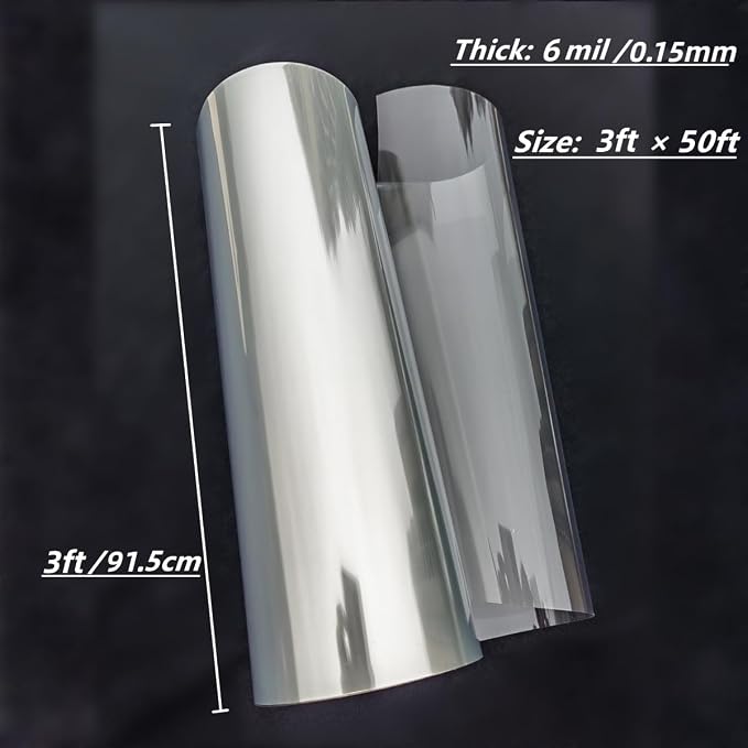 Transparency Mylar Stencils Sheet for Cutting Machines,3ft x 50ft Rolls 6 mil/0.15mm Clear Blank Template Paper Material Acetate (Clear, 3ft x 50ft / 6mil) - Image 3