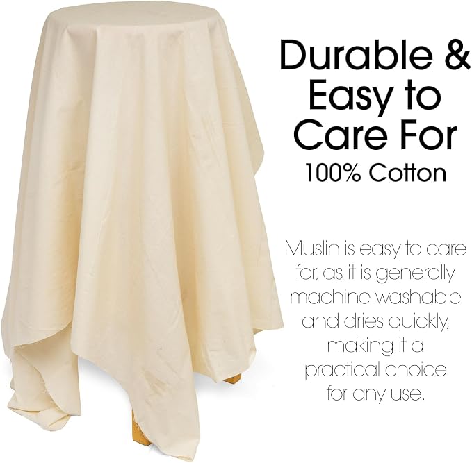Pico Textiles 10 Yard Bolt Natural Cotton Muslin Fabric | 60" Wide, 100% Cotton, Unbleached, Perfect for Embroidery, Quilting, Drapes, Aprons, Sheets and Apparel, Sold by the Yard - Image 4