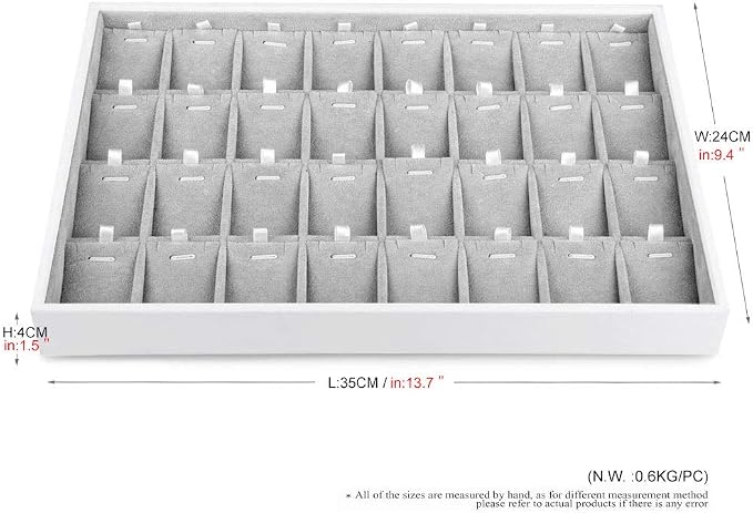 Velvet Jewelry Display Tray 32-grids Necklace Organizer Tray Pendant Necklace Jewelry Earrings Storage Display Tray - Image 2