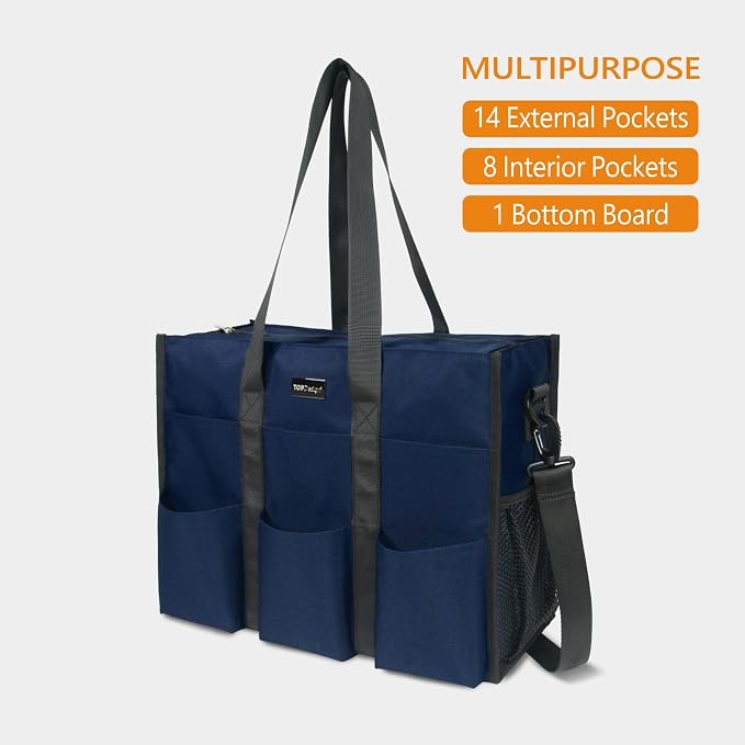 TOPDesign Utility Water Resistant Tote Bag with 22 Pockets, Top Zipper Closure & Thick Bottom Support, for Working Women - Image 3